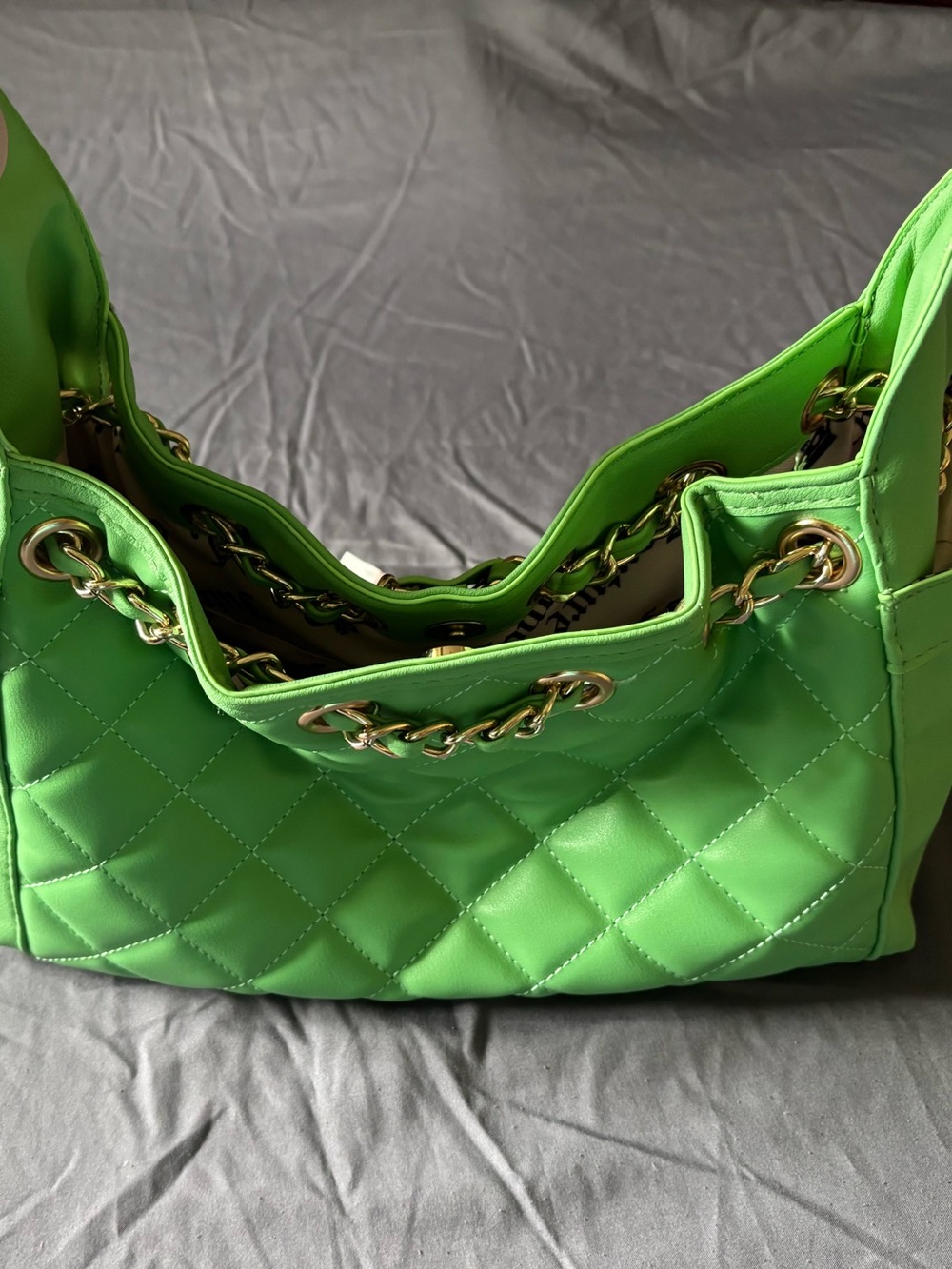 Juicy Couture Lime Green Quilted Chain-Handle Shoulder Bag - Picture 2 of 8